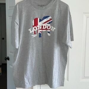 Speedo Gray Tee with Union Jack Bulldog Graphic